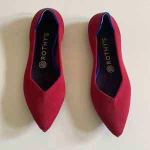 Pointed Toe Flats Shoes Bright Red